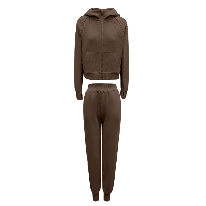 Sports women's autumn and winter new loose thick warm sports yoga suit running training fiess long sleeved set