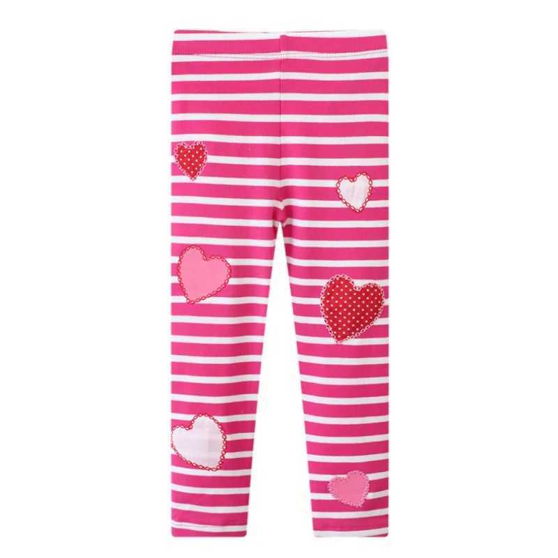 Spring Autumn Kids Solid Leggings Girls Thin Tights Sweatpants Children Casual Heart Striped Pants Toddler Skinny Trousers Y240906