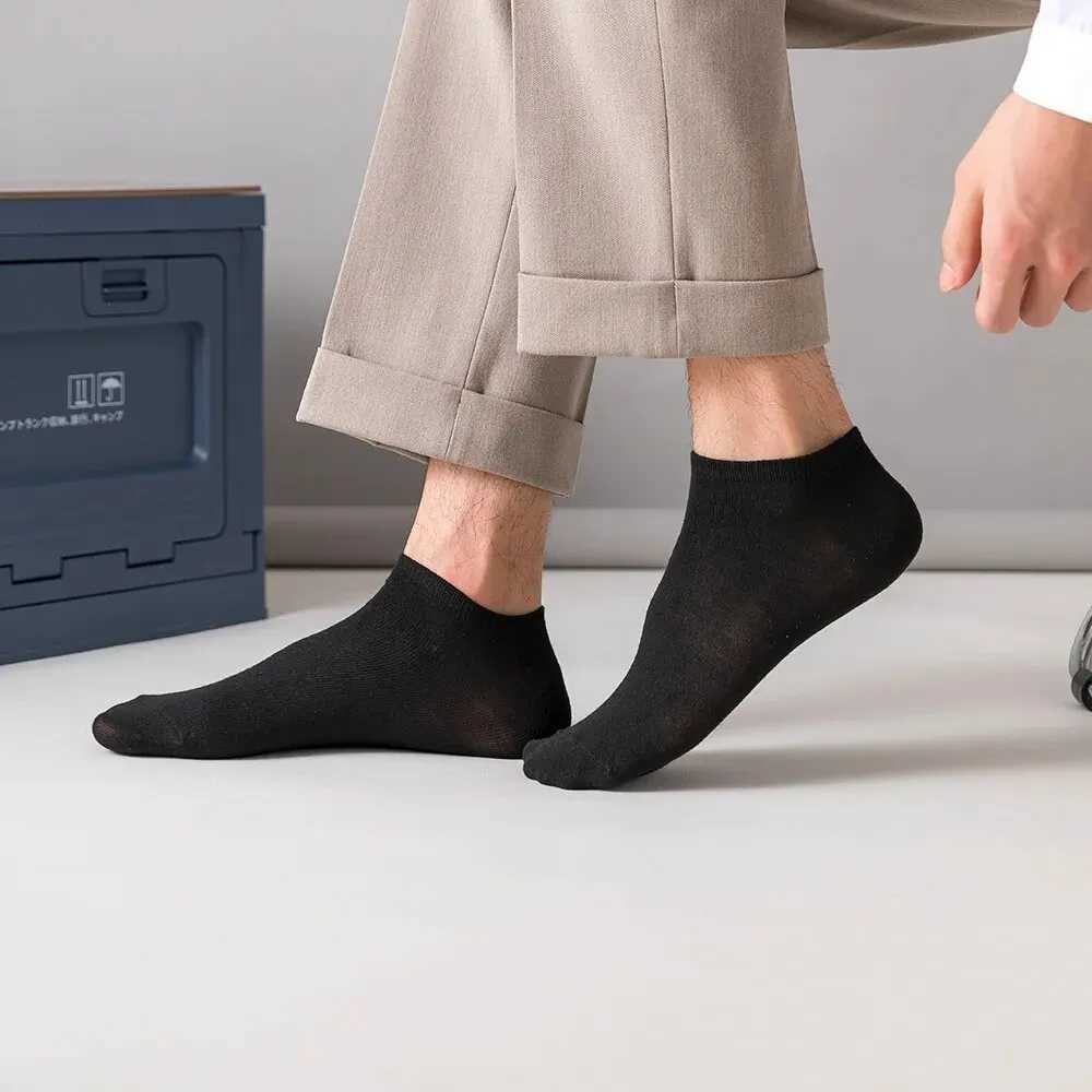 5 pairs of mens boat socks black odor resistant summer thin ankle socks casual breathable low waist socks W240905