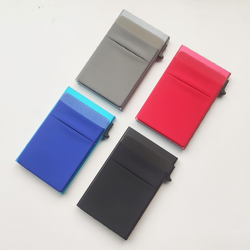 Men's Aluminum Alloy RFID Side Push Card Box - Secure Metal Bank Card Holder