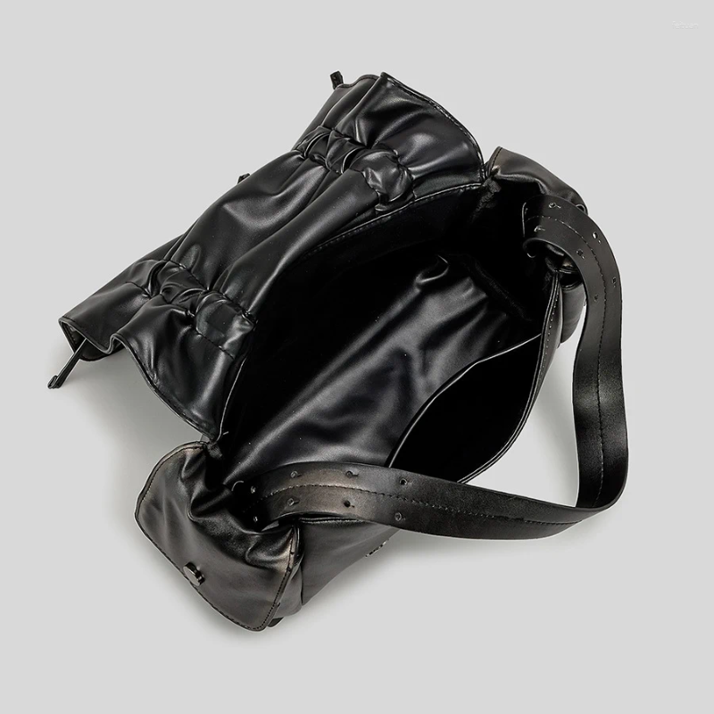 Drawstring Moto&biker Bags For Women Handbags Nad Purses 2024 In Distressed Pu Leatther Rivet Bow Underarm Shoulder Bag 4b4e