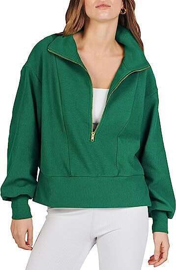 2024 Autumn New Women's Loose Zipper Collar Long sleeved Sweater Top