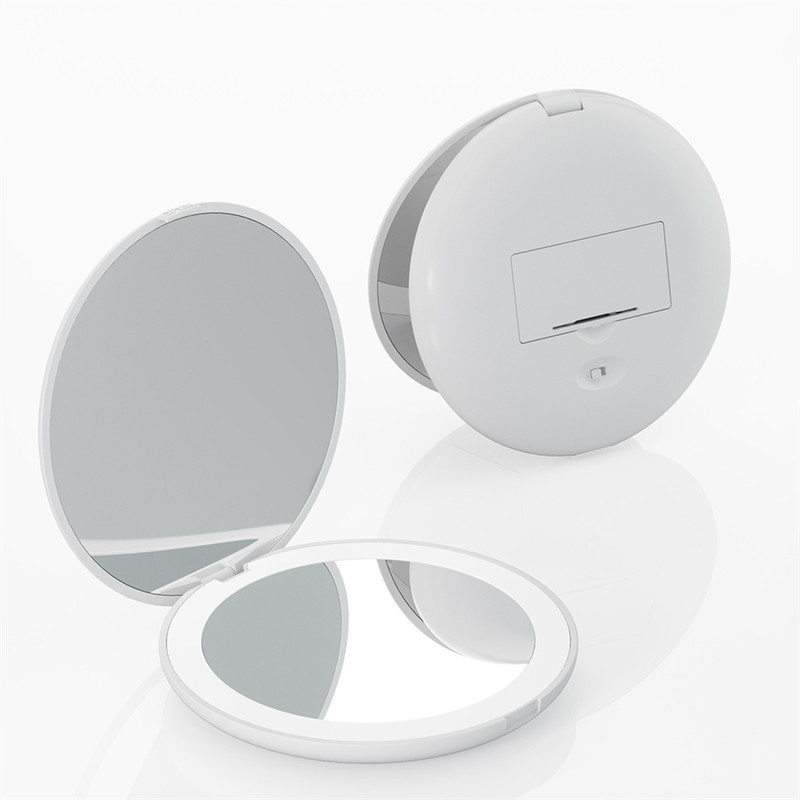 Compact Mirror With Light, 1x/10x Magnification Travel Makeup Mirror, Handheld 2-sided Mirror, Compact Mirror For Purses Espejo Compacto Con Luz