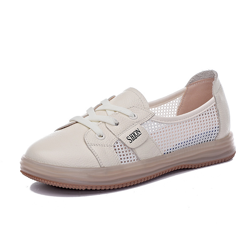 Head layer cowhide small white board shoes female breathable shallow mouth 2024 cow reinforced soft bottom anti-odour a stirrup single shoes female