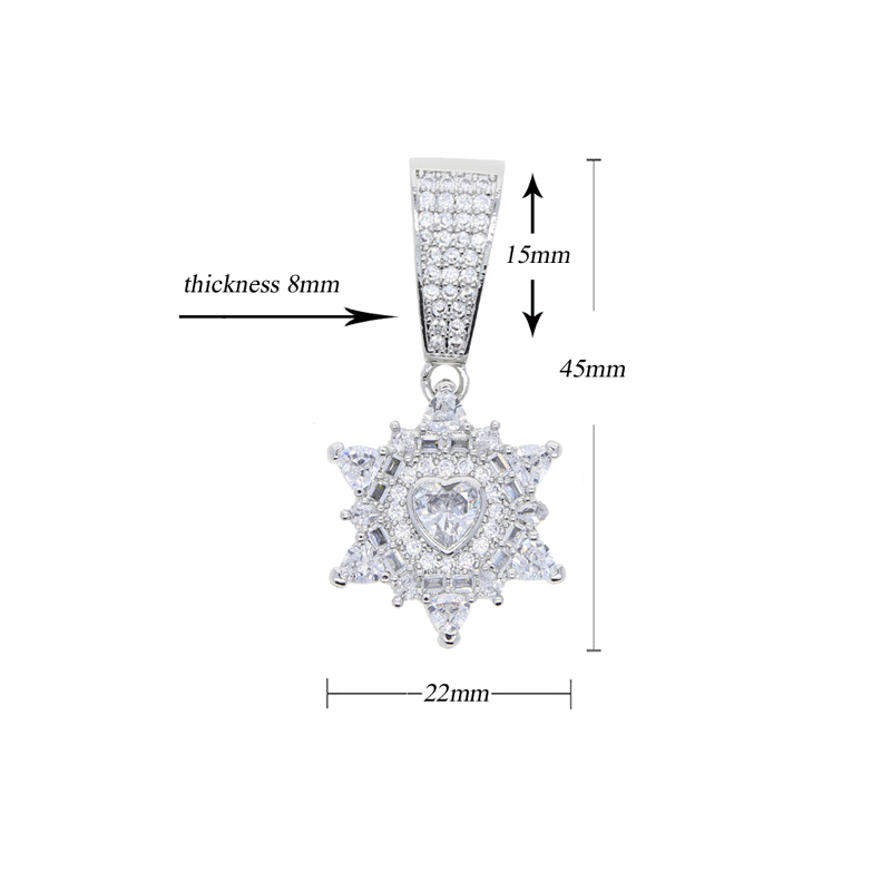 Bg 5A CZ Iced Out Strar Heart Pendant Necklace Micro Paved Cubic Zirconia Fashion Lover for Men Women Hip Hop Jewelry