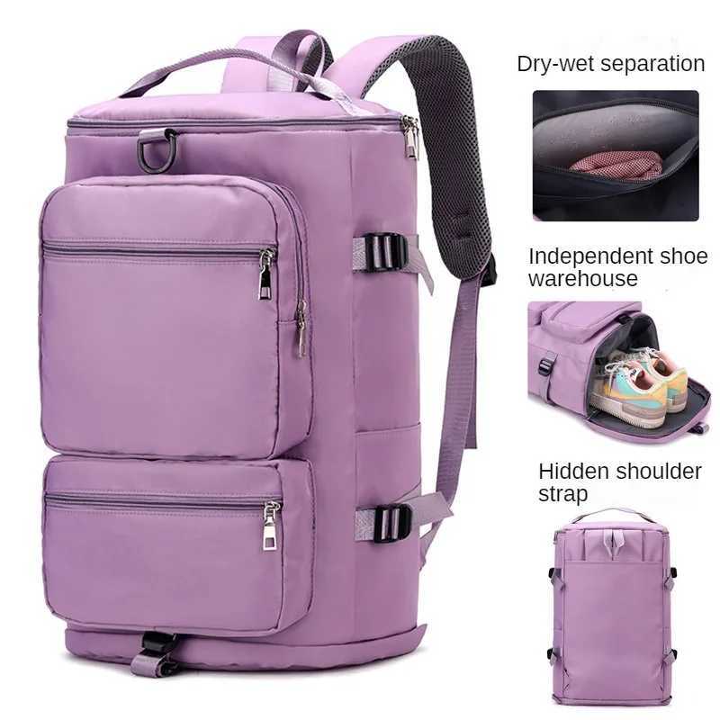 Large capacity fitness bag womens travel bag leisure weekend travel backpack dry wet separation exercise yoga bag cross body bag W240906
