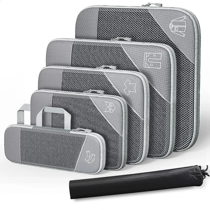 6piece travel storage manager portable clothing bag lightweight luggage compression packaging cube 240906