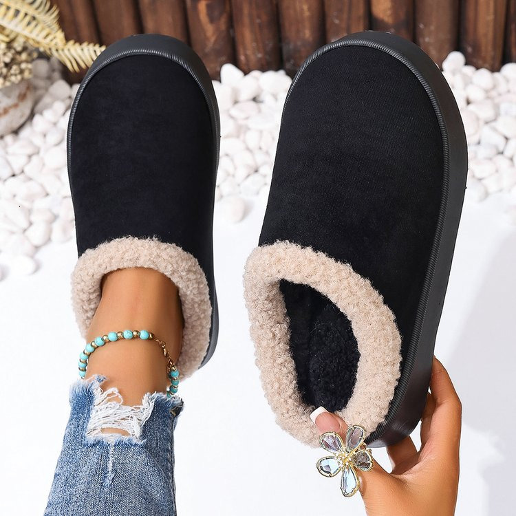 Pure wool thick soled snow boots female hair winter thickened cotton shoes warm new suede bag shoes