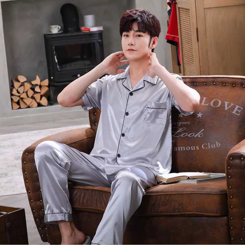 Pyjamas Suits Mens Clothing Summer Ice Silk Korea Thin Home Casual Simple Affordable High Quality Cozy Breathable Skinny Large Y240906