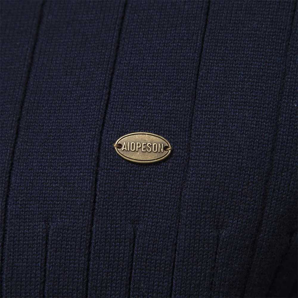 AIOPESON Mens Mock Neck Quarter Zipper Pullover Sweaters Warm Autumn Winter Casual Business Knit Sweater for Men Y240906