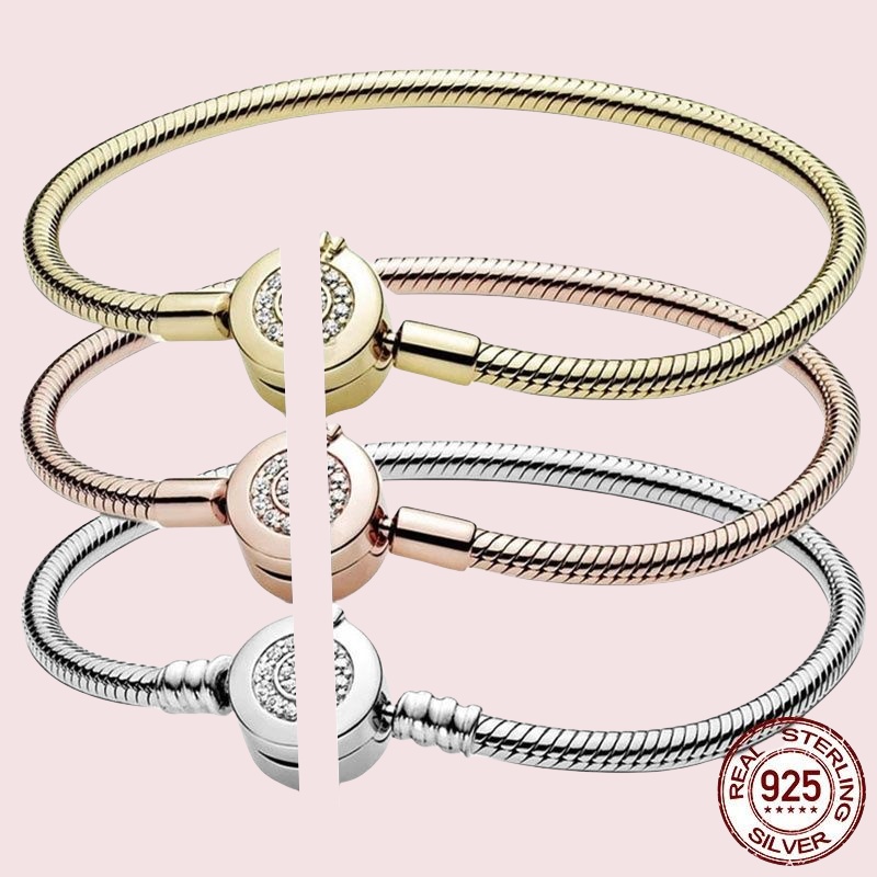 925 Sterling Silver Snake Chain Bracelets designer Jewelry bracelet Beads Charms Bangle For Women Engagement and wedding gifts with box