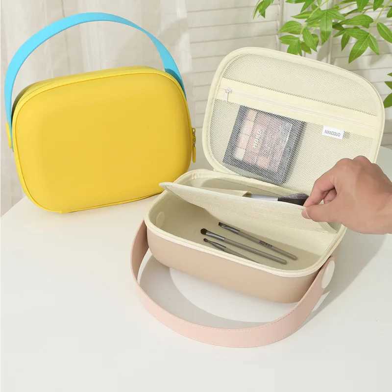Pu portable makeup handbag colorful waterproof toilet bag fashionable womens wrap organizer bag travel hard shell packaging W240905