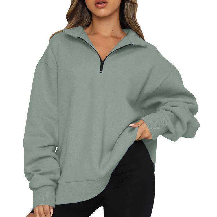 Women's 2024 Autumn/Winter New Casual Top Half Zip Pullover Long Sleeve Sweatshirt Sweater for Women