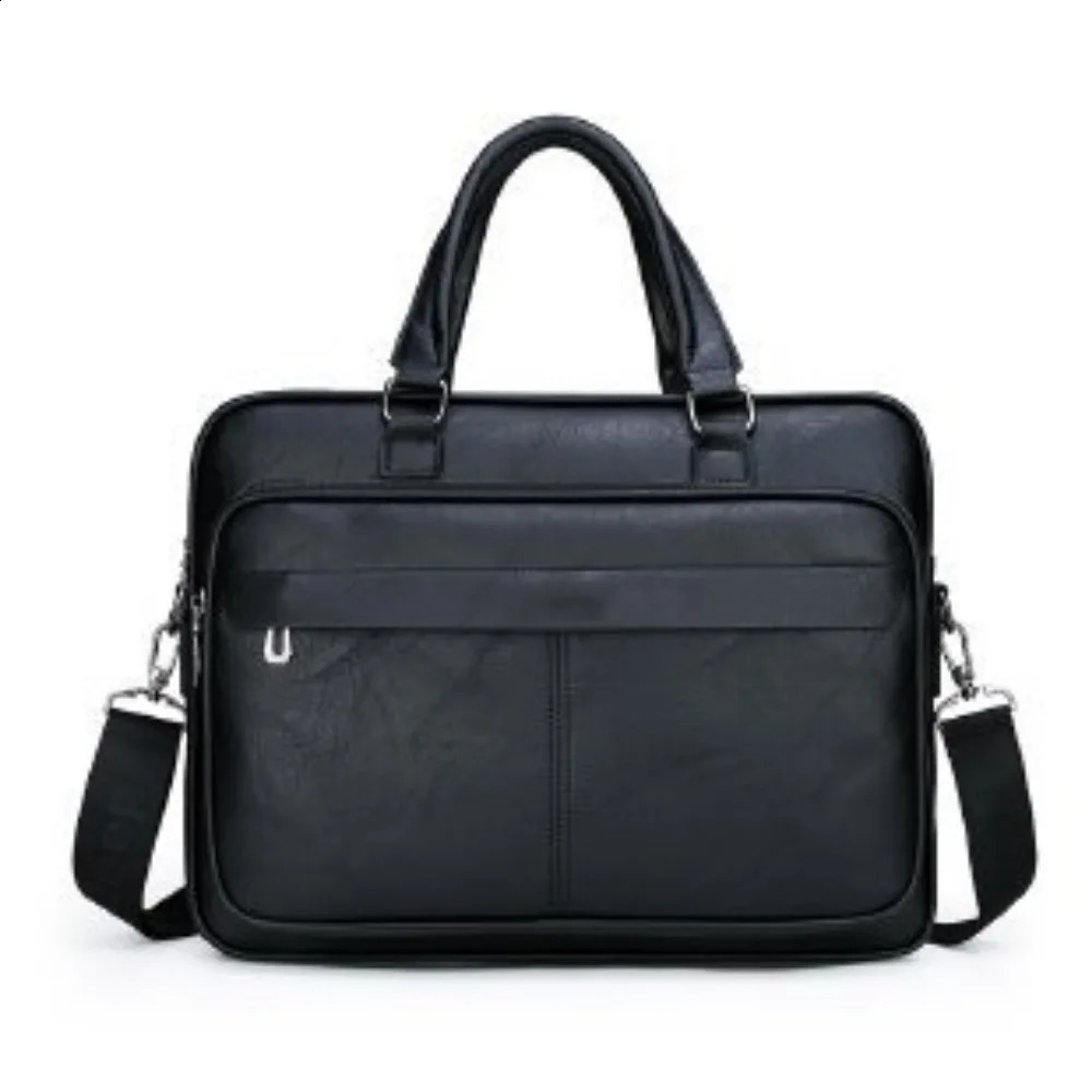 Mens business bag large capacity Pu leather y briefcase handbag Bolsas black waterproof shoulder cross body 240906