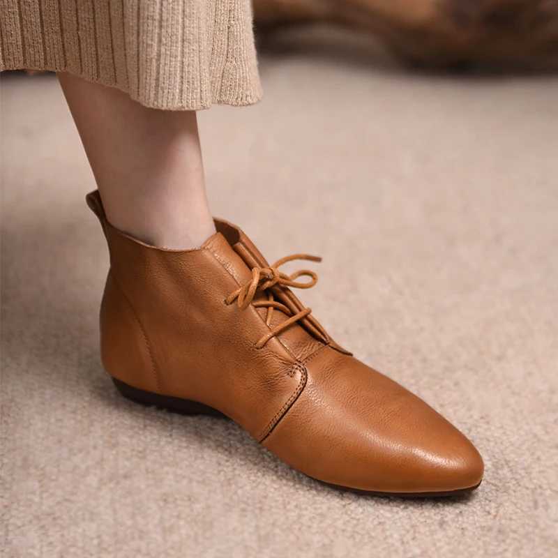 Womens Flat Ankle Chelsea Boots Pointed Toe Designer Fashion Walking Shoes 2024 Winter New Trend Lace Dress Zapatillas Women CL240906
