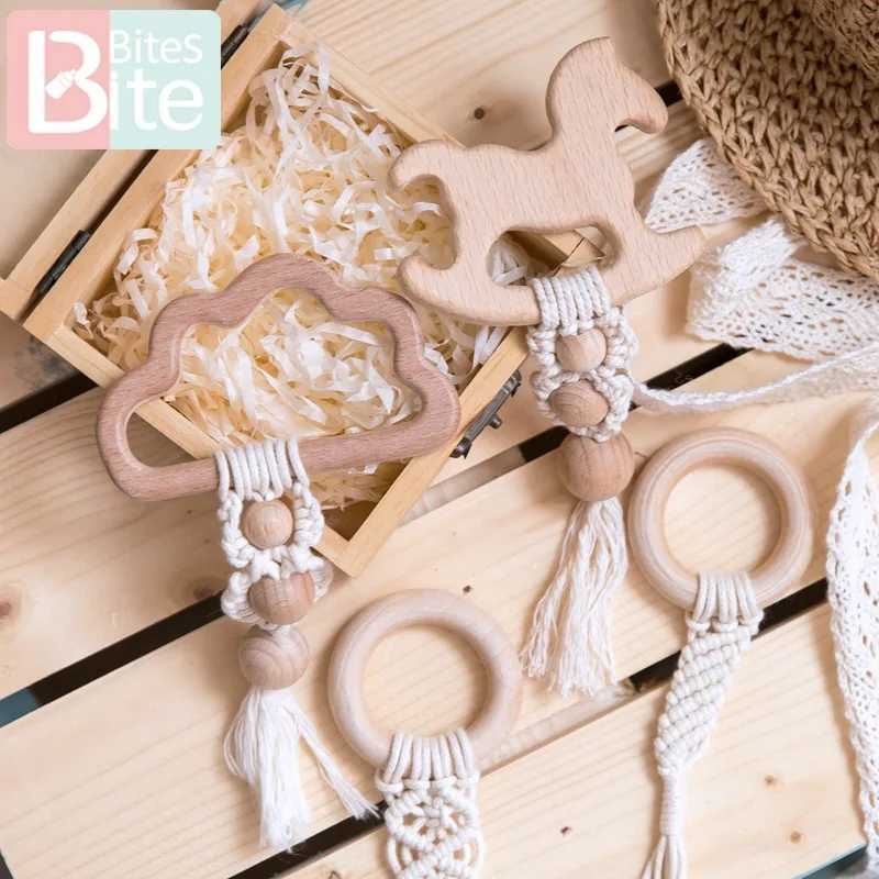 Bite Bites 1Pc Baby Tooth Hanging Toy Wooden Rattlesnake Toy Childrens Cart Pendant Baby Bed Bell Rattlesnake Baby Bed W240815