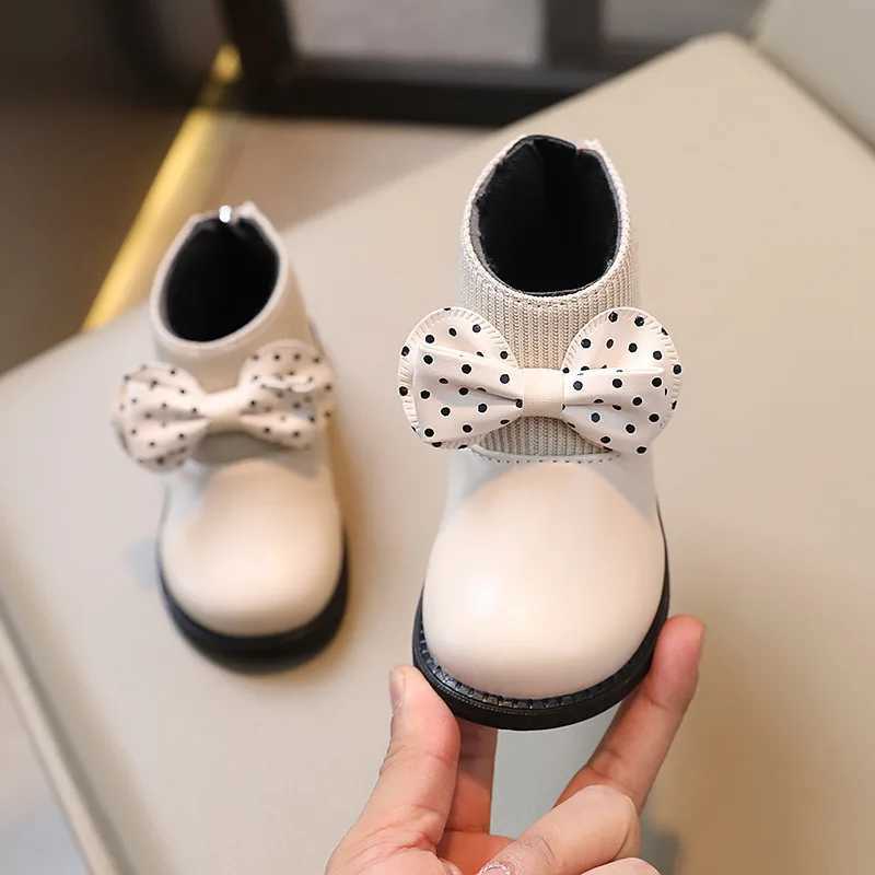 New Girl Leather Boots Autumn Fashion Cotton Shoes Childrens Pu Ankle Boots Childrens Short Waterproof Boots J64 M241102