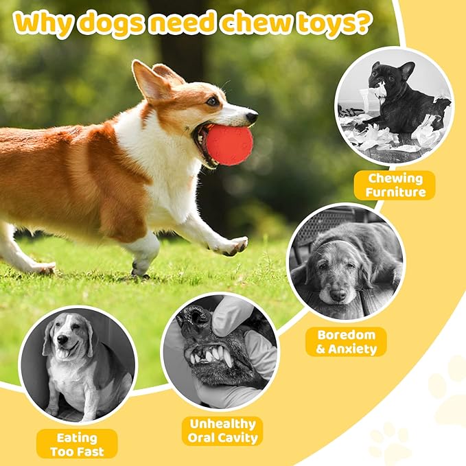 Treat Dispensing Puzzle Dog Toys for Aggressive Honeycomb Shape Interactive Natural Rubber Durable Puppy Slow Feeder Toys for IQ Training Mental Enric