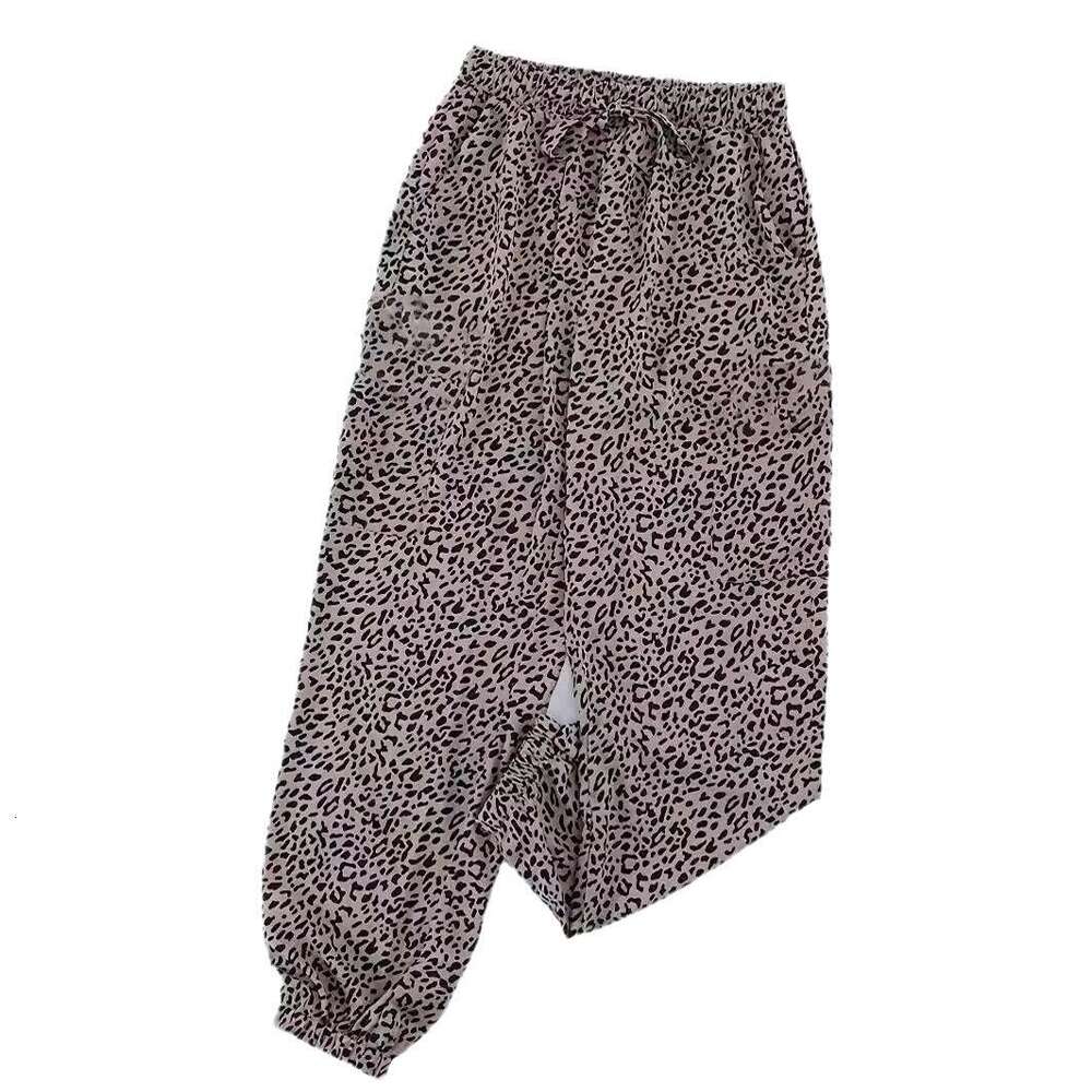 Leopard print casual pants women, high waisted slimming, loose and elastic fit, small ankle sports sweatpants for women