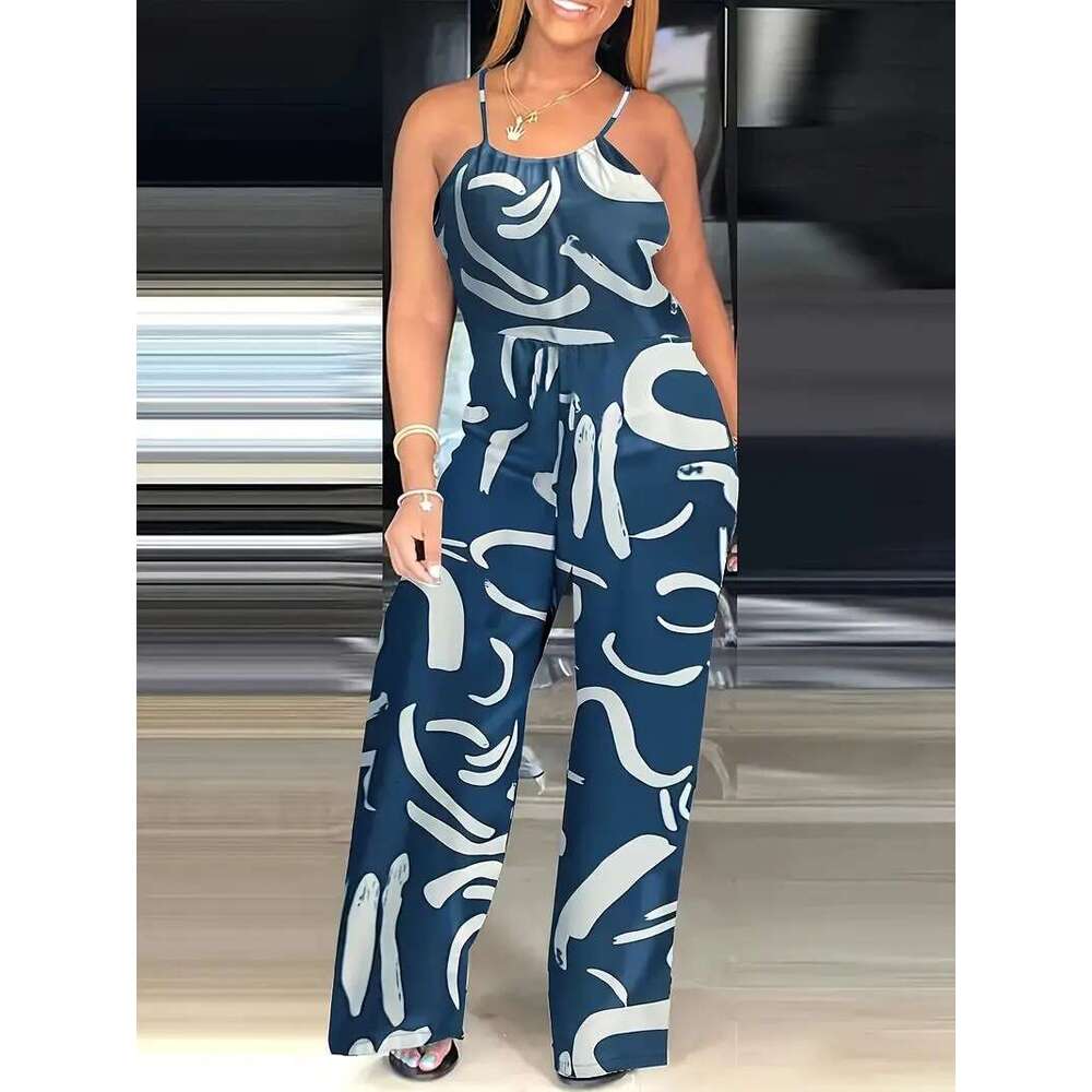 Women's summer printed camisole pants jumpsuit