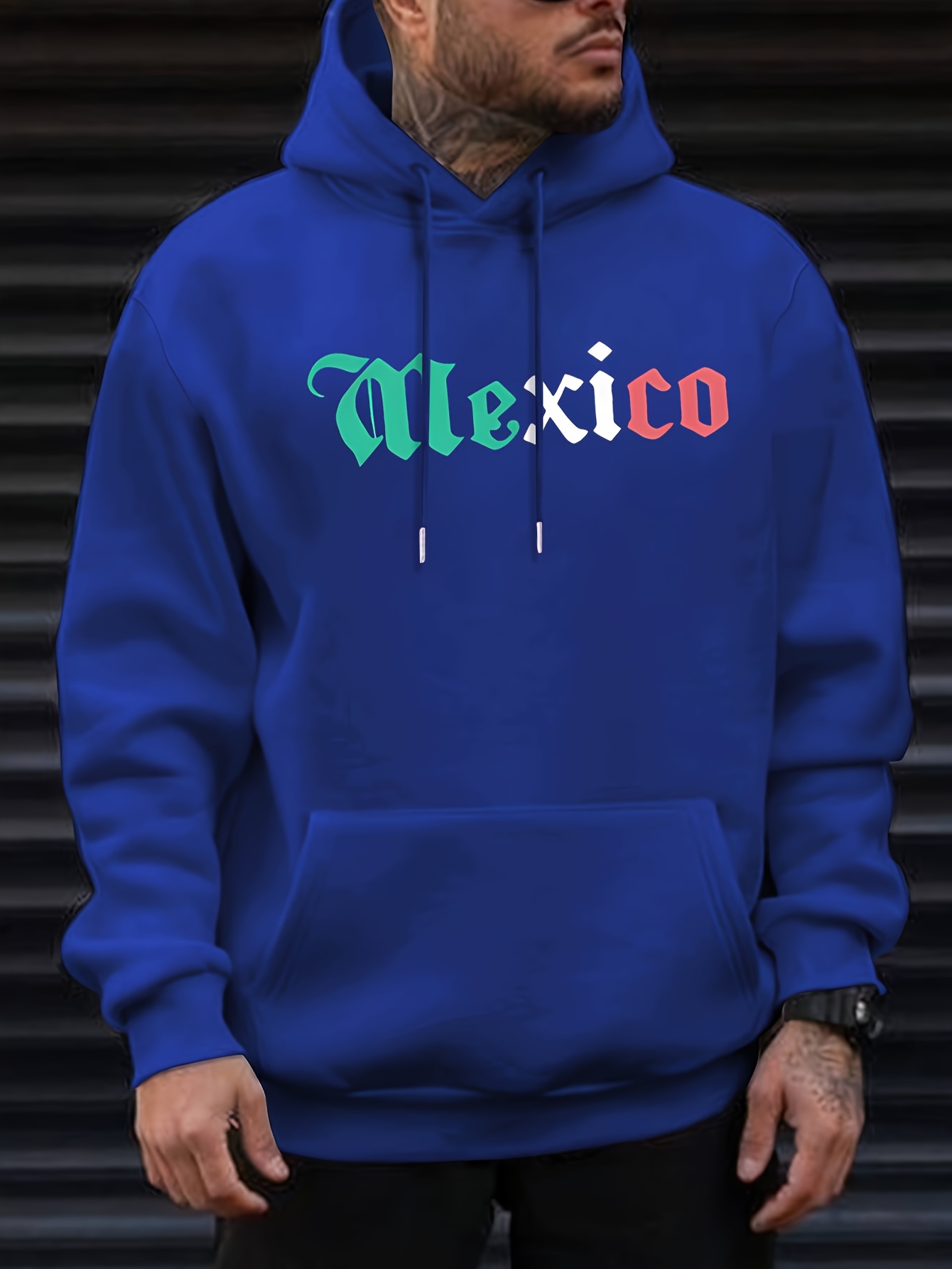 Mexico Print Mens Hoodie, Casual Long Sleeve Hoodies Pullover Sweatshirt, Men's Clothing, For Fall Winter