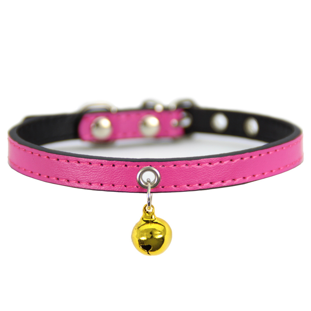 Pet collar new item in stock wholesale pet collar PU black base cat collar bell Durable Pet Accessory for Cats