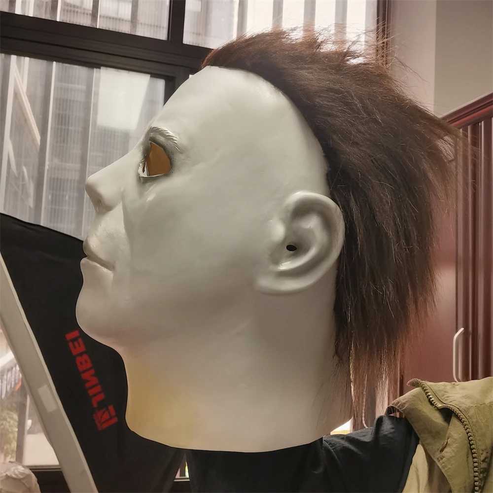 Halloween Mask Michael Myers White Latex Mask Movie Cosplay Rave Party Horror Killer Michael Myers Mask Prank Props Kids GiftsXJ240905