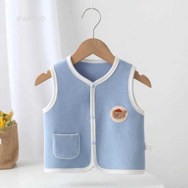 0-3 Years Old Baby Vest Spring and Autumn Newborn Baby Outerwear Velvet Waistcoats Four Season Jacket Childrens Camisole Y240906