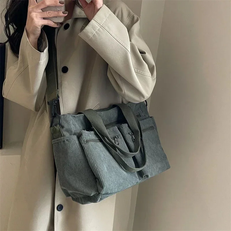 NEW Large Capacity Corduroy Zipper Ladies Fashion Tote High Quality Classics Shoulder Bags on Sale Bolso Mujer zhanyishengli