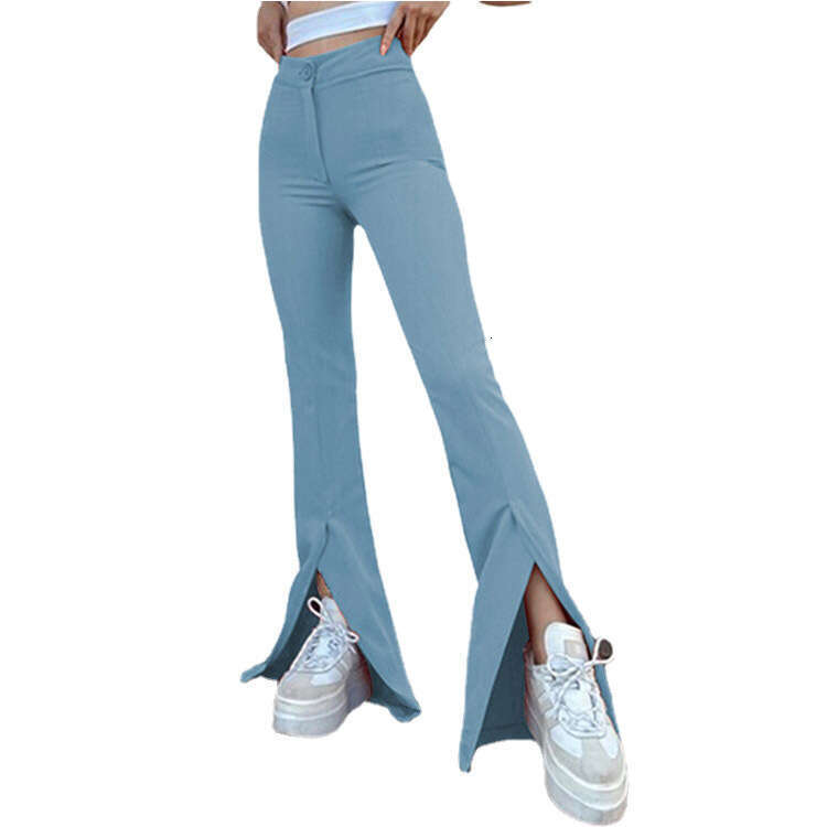 fashion temperament commuting slit small personality solid color bell bottom pants 2024 spring/summer style
