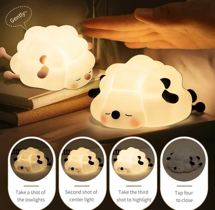 Sheep LED Night Light Cartoon Cute Gift Night Light Bedroom Decoration Desk Lamp Childrens Birthday Nursery Charging Light W240816
