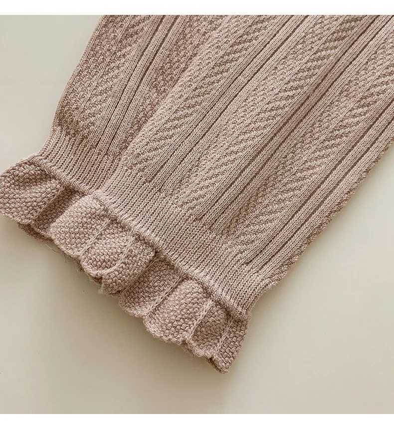 2023 Autumn Baby Girls Leggings Ribbed Pants Cotton Solid Ruffle Toddler Kid Leggings Striped Casual Pants Kids Outfits Trousers Y240906