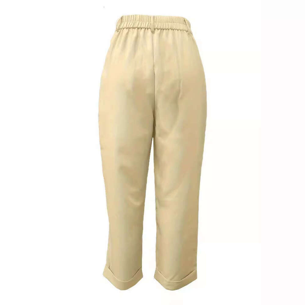 2024 new commuting style with slim and solid pockets, high waisted versatile casual suit pants for women