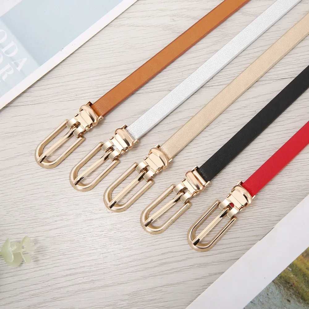 Gift Candy Color PU Leather Belt Adjustable Alloy Buckle Thin Belt Jeans W240905