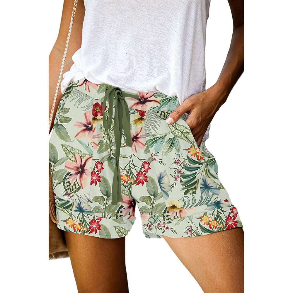 2024 Summer Printed New Style High Waist Straight Short Casual Pants Women's