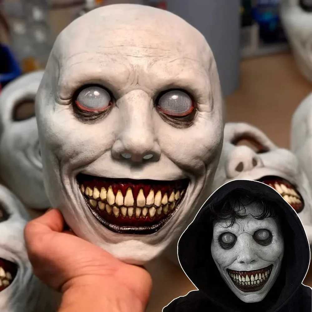 Halloween Mask Smiling Demon Horror Mask Scary Halloween Creepy Horror Costume Mask with White Eyes Suitable for Men and WomenXJ240905