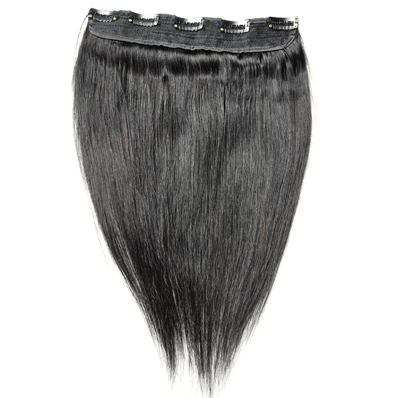 Brazilian 100% Human Hair One-piece Replacement Hair Clip In Hair Extensions Peruvian Virgn Hair Silky Straight Natural Color 1B# 60g 70g 80g 90g 100g