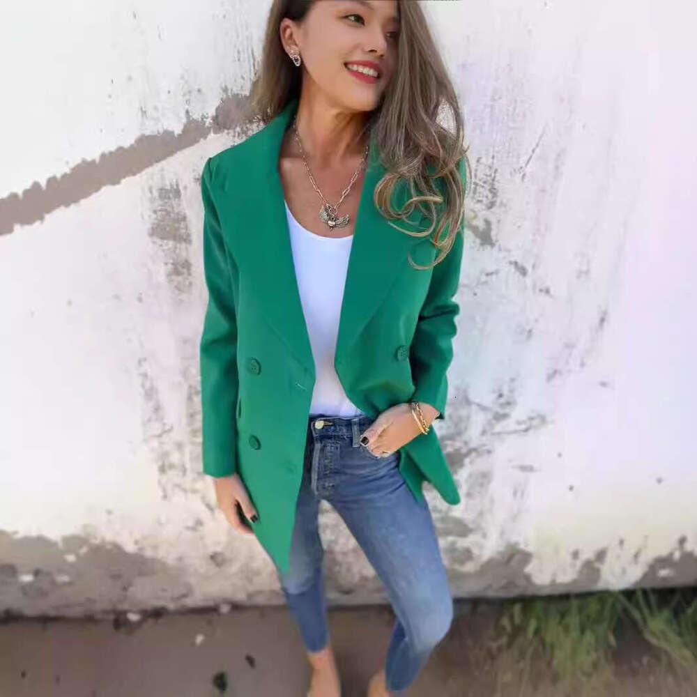 Autumn new solid color fashionable long sleeved suit jacket for women