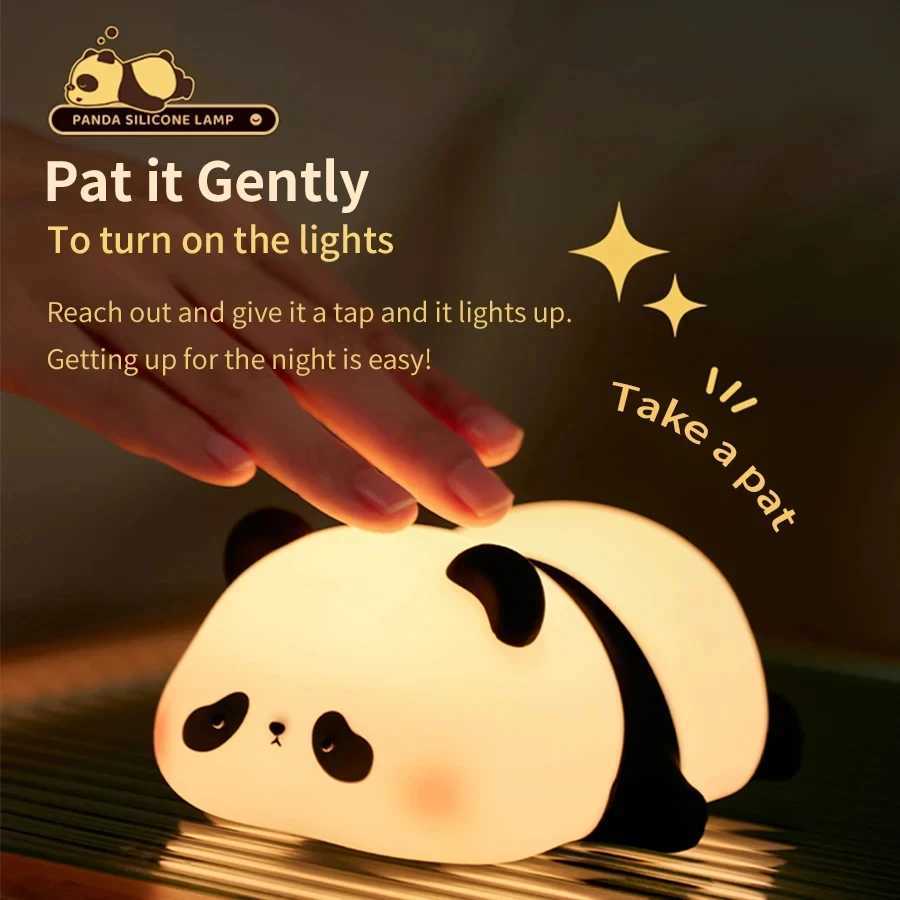 Panda Silicone Night Light USB Charging Bedlight Childrens Holiday Gift Bedroom Decoration Eye Protection Light W240816