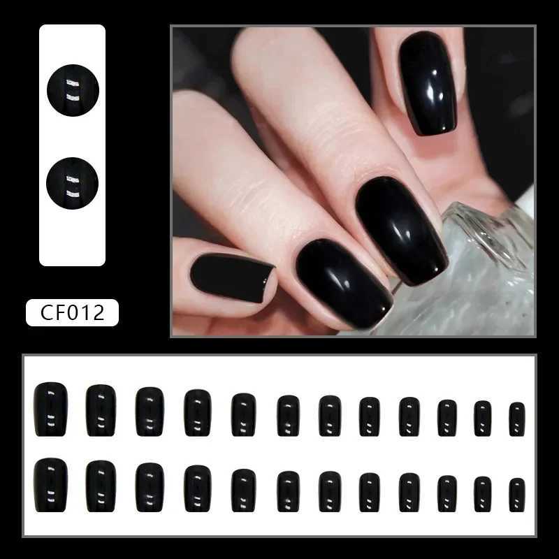 Sweet Cool Light Black Wearable Pink Pressing Fake Nail Tip with Adhesive Fake Nail Design Cute Girl Fake Nail W240905