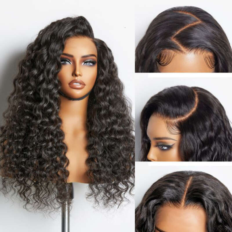 Deep Wave Glueless Pre-Cut Lace Ready To Go Preplucked Haire 4X4 Closure Wig Curly Human Hair Wigs For Women 200%