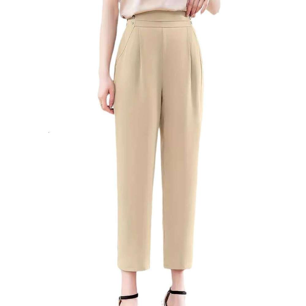 2024 Waist Casual Solid Color Smoke Tube Elastic Summer Clothing Small Foot Nine Point New Women's Pants
