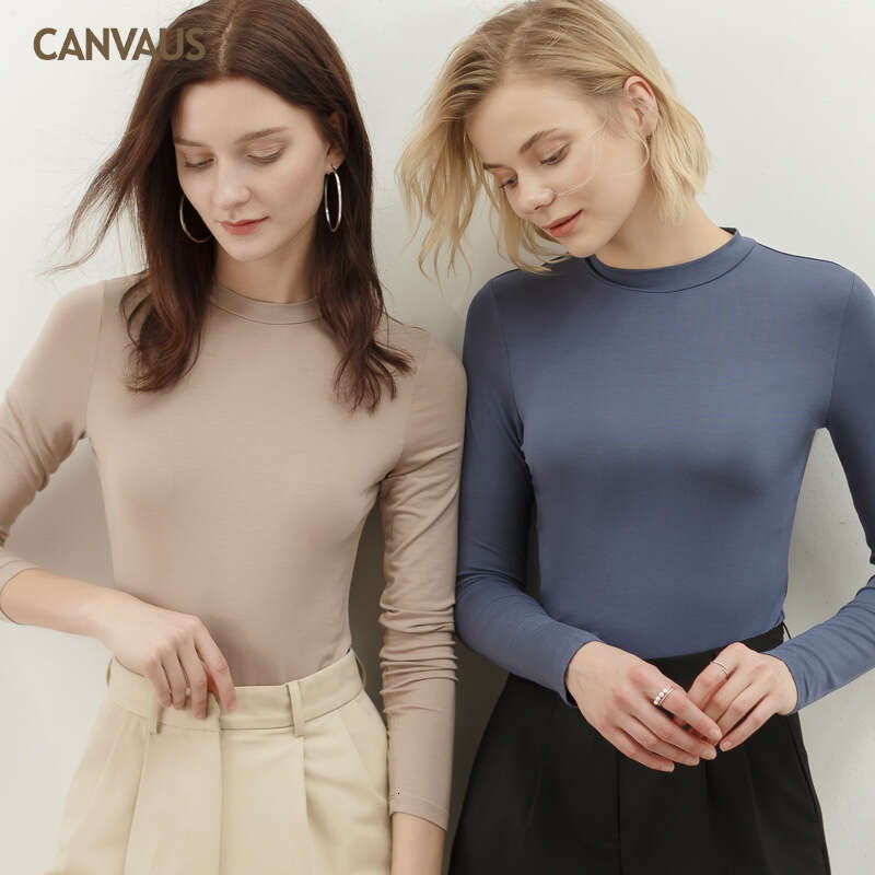 Spring Long sleeved T-shirt Womens New Modal Bottom Solid Color Top F1136
