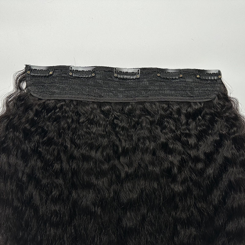 Malaysian Brazilian Virgin Human Hair Clip In Hair Extensions 14-26inch Kinky Straight One-piece Hair Extensions Natural Color
