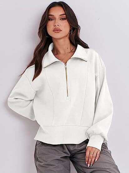 2024 Autumn New Women's Loose Zipper Collar Long sleeved Sweater Top