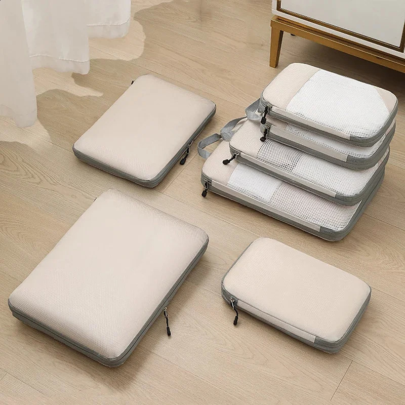 3pieceset travel bag compressible packaging cubic waterproof storage outdoor foldable luggage manager with handbag 240906