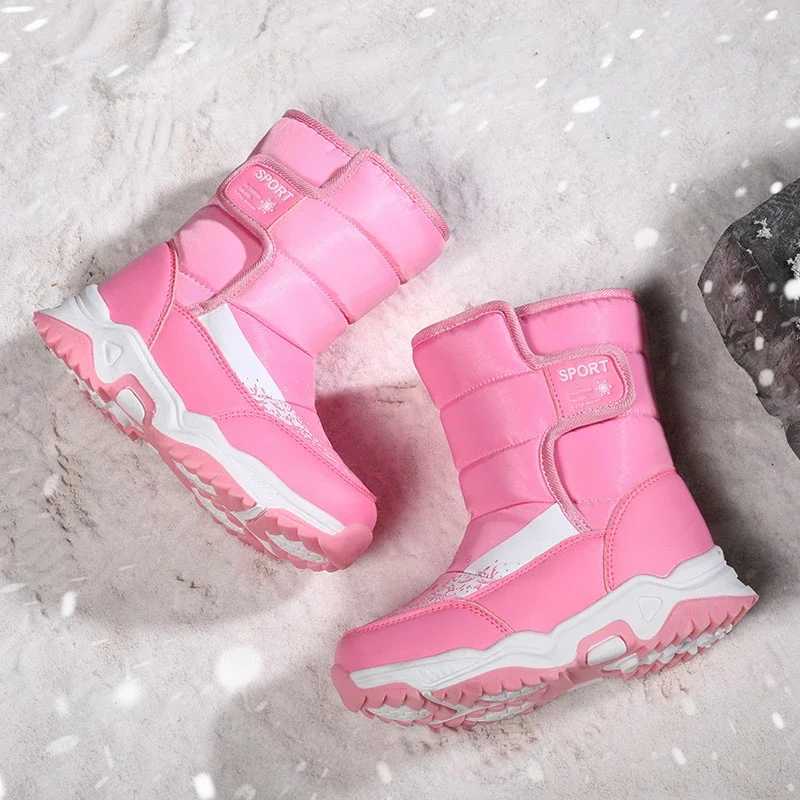 Childrens Warm Snow Boots Outdoor Waterproof Non-slip Kids High-top Hiking Boot Boys and Girls Thickened Velvet Cotton Shoes M240906