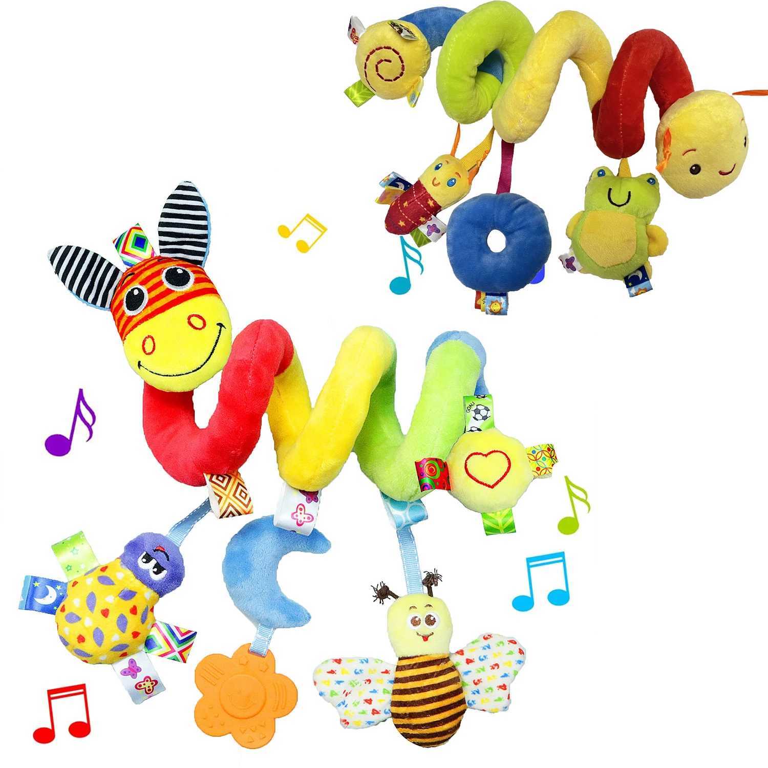 Baby crib hanging basket with bell early education puzzle bed scroll toy 0-year-old baby stroller pendant bee W240815