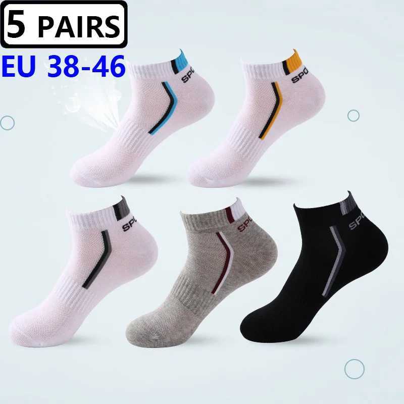 5 pairs/batch large size 44 45 46 mens socks mesh breathable short casual enlarged socks mens cotton sports socks ankle socks W240905