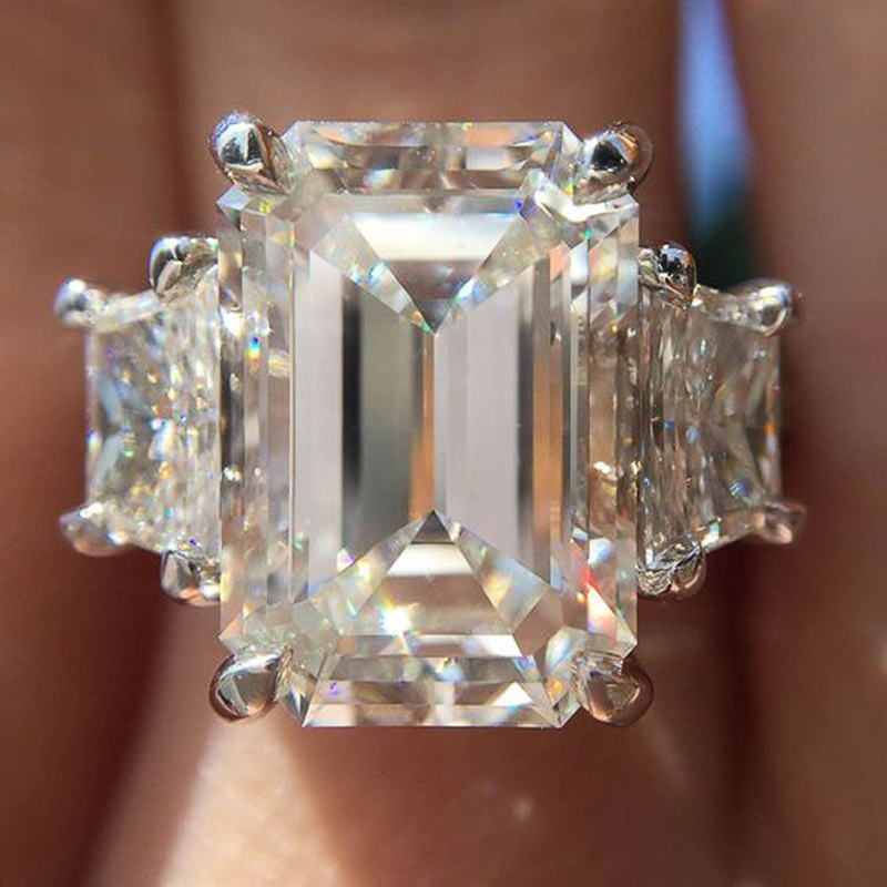 Choucong Brand Luxury Jewelry Wedding Rings Handmade 925 Sterling Silver Princess Cut White Topaz CZ Diamond Gemstones Party Eternity Women Bride Ring